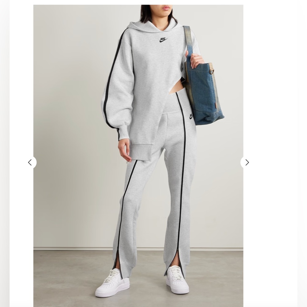 NIKE
Asymmetric printed cotton-blend jersey hoodie, S